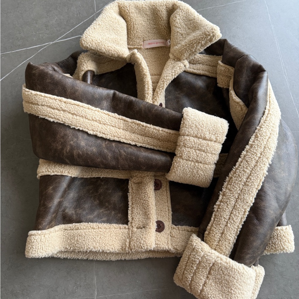 Brown and Cream Shearling Jacket Mure & Grand